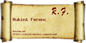 Rubint Ferenc névjegykártya